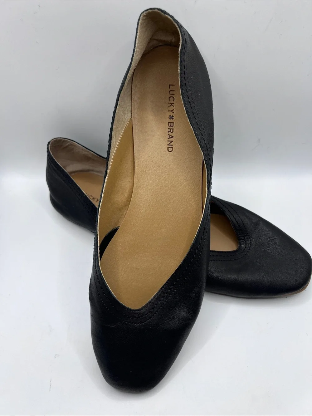 Lucky Brand Womens Alba Black Leather Ballet Flats Size 10M